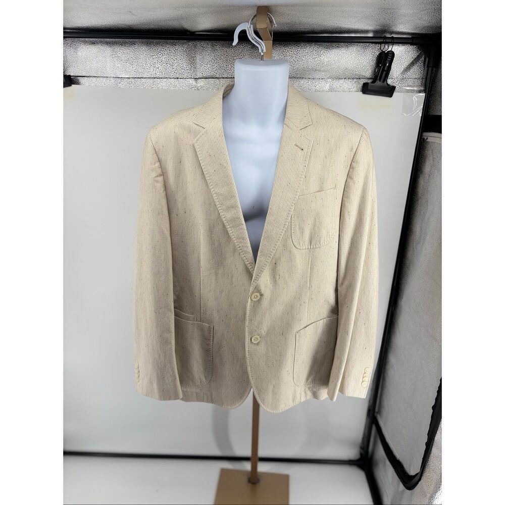Flynt Babbit Cotton Silk Sport Coat Blazer Size 44R Cream Tailored